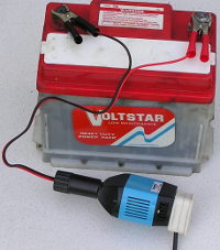 inverter connected to 12 volt car battery